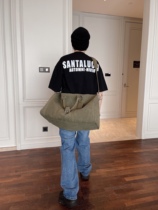 FTM$ 21SS exclusive new military green cowhide stitching medium and large mens bucket bag overnightbag