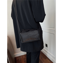 FTM $new dark solid color Square pleated sheepskin drawstring small square bag youth single root shoulder bag men and women with the same model