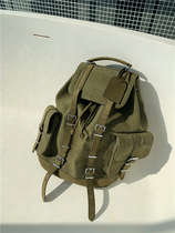 FTM $exclusive homemade New Crazy Horse leather real cow skin stitching canvas large capacity backpack for men and women