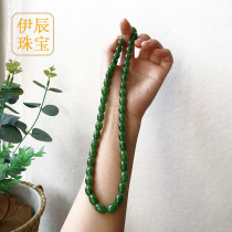 Old Hetian Jade Jasper small barrel beads necklace no optimization spinach green jasper rice beads choker jewelry