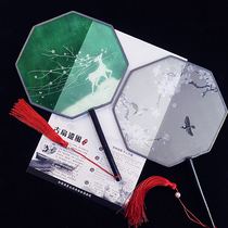 Octagonal translucent ancient wind group fan double-sided palace fan round fan dance Chinese style classical womens Hanfu
