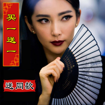 Buy 1 SEND 1 SILK LADY CHILDREN STUDENT CHINA WIND FLOW SUFAN CLASSICAL ANCIENT WINDY TRUE SILK FOLDING FAN FOLDED SMALL