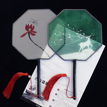 Group fan ancient style dance fan childrens female octagonal Hanfu fan cheongsam portable summer Chinese style long handle tassel