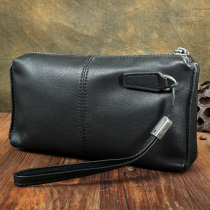 Original handmade retro headlayer Bull Leather Long purse genuine leather Soft Handbags Handbags Handbags Large-capacity Young Handbelts