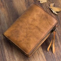 Handmade wallet Male Short sum Vertical Sum Soft Genuine Leather Mens Wallet young age Rooted Tanned Cow Leather Retro made of old leather clip