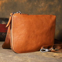 Original retro genuine leather handbag with male and female head-layer cow leather handbag multifunctional single shoulder bag soft leather young mens bag