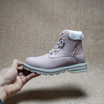Export foreign trade girls boots pink princess Martin boots plus wool cotton warm side zipper wear convenient girls cotton boots