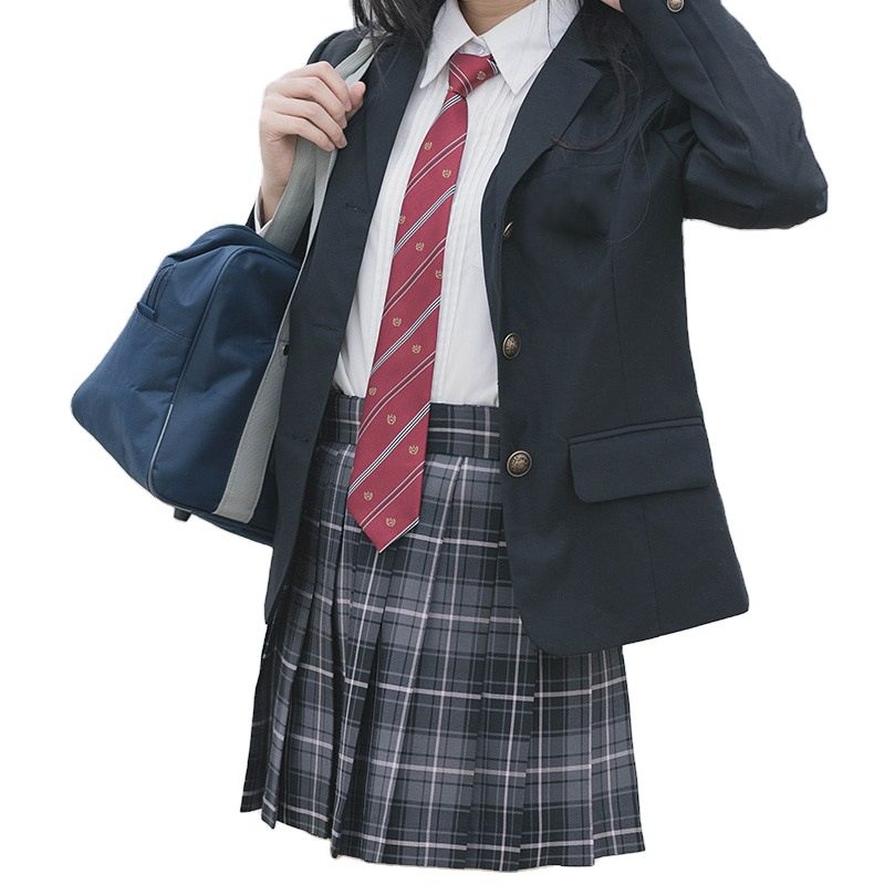 jk西装外套女西服上衣春夏学院风日系校供黑色中长款制服外套