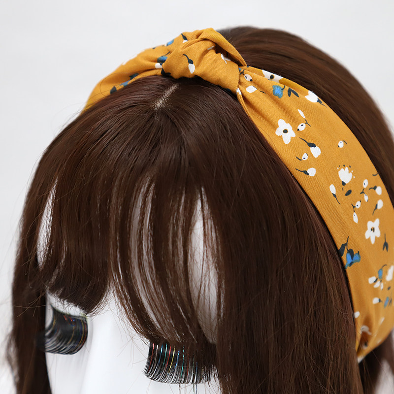 手工松果碎花发带女绑发绿色日系小清新发饰兔耳朵外出蝴蝶结发箍