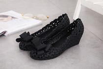 2019 summer new shallow slope heel rain shoes female jelly shoes breathable sandals waterproof rain boots non-slip rubber shoes soft bottom