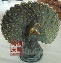 Phoenix Peacock bronze sculpture cast copper sculpture ornaments happy auspicious objects bronze waiters Weiqing bronze sculpture customization