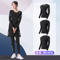 Fitness suit girl autumn winter quick dry large-yard sports T-shirt yoga jersey suit training long-sleeved clothes