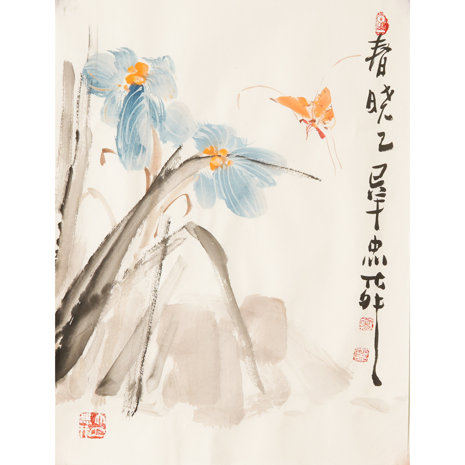 禅意国画手绘茶壶新中式风格35*46CM写意水墨花鸟画