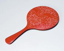 EMS direct mail: Japanese-made lacquerware is more front-painted hibiscus beautiful lacquer hand mirror wedding gift