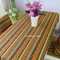 Southeast Asian striped cotton linen table cloth round table cloth rectangular table cloth square table cloth table flag back cushion suit