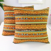 American striped pillow case cotton linen pillow case sofa cushion cover Thai car waist pillow can be customized