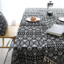 Nordic black geometric cotton linen tablecloth home double-sided thickened Cafe Bar coffee table tablecloth tablecloth