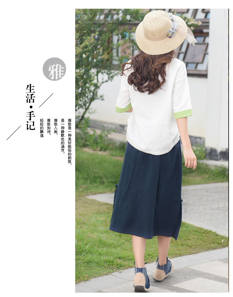 #9298民族风2017年夏绣花大花贴布锁边圆领