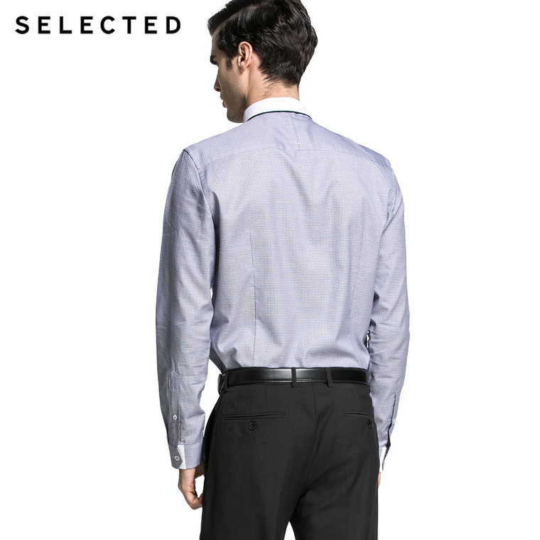 SELECTED思莱德男士商务款合体版纯棉长袖衬衫B|415305001