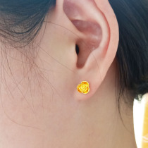Gold stud earrings for men and women earrings 9999 gold earrings real gold jewelry roses send lover pure gold