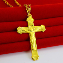 Gold Necklace Pendant Mens and Womens 9999 Full Gold Jesus Christ Cross Pendant Pure Gold Trust Jewelry