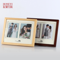 Korean solid wood photo frame creative combination photo studio set-up photo custom wedding photo enlarged printing photo production