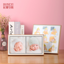 Crystal table photo frame 10 inch Korean style Nine Palace grid baby photo making photo custom puzzle solid wood table ornaments