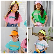 50% Discount Size 15 Children Letter T-shirt Korean Imported Kids Summer Girls Short Sleeve Tops 986