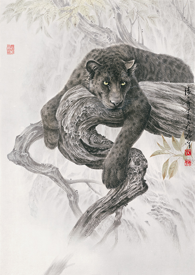 艺术微喷复制画唐坚国画走兽金雕棕熊工笔画水墨画临摹画稿装饰画