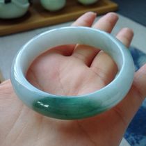 59 Myanmar natural old pit A goods jade bracelet Bing waxy species half white and half green delicate jade bracelet with national certificate
