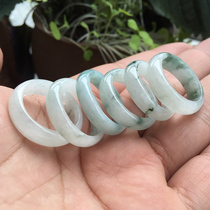 Myanmar natural old pit A goods jade ring ice waxy kind of men and women ring jade finger ring tail ring
