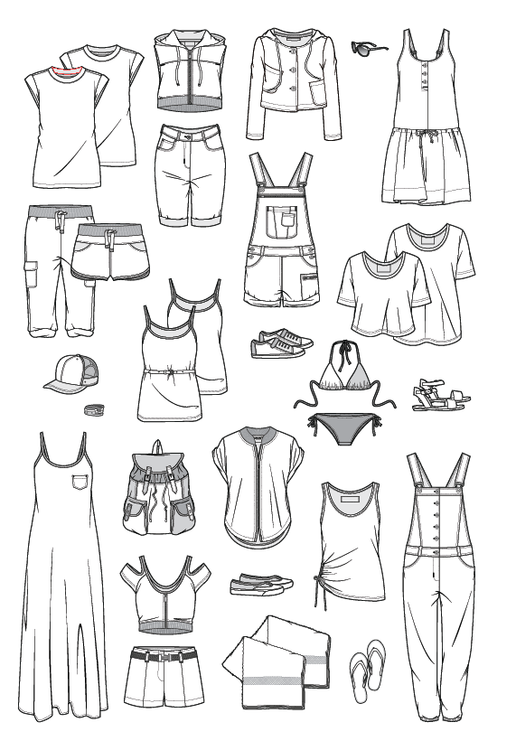 y4服装设计模板款式图手稿 ai/cdr矢量图线稿参考素材