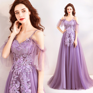 Wedding Clothes Purple Lavender Bride Annual Party Dresses 