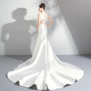 Angel Wedding Dresses Pearl Deep V-collar Fishtail Tail Dress