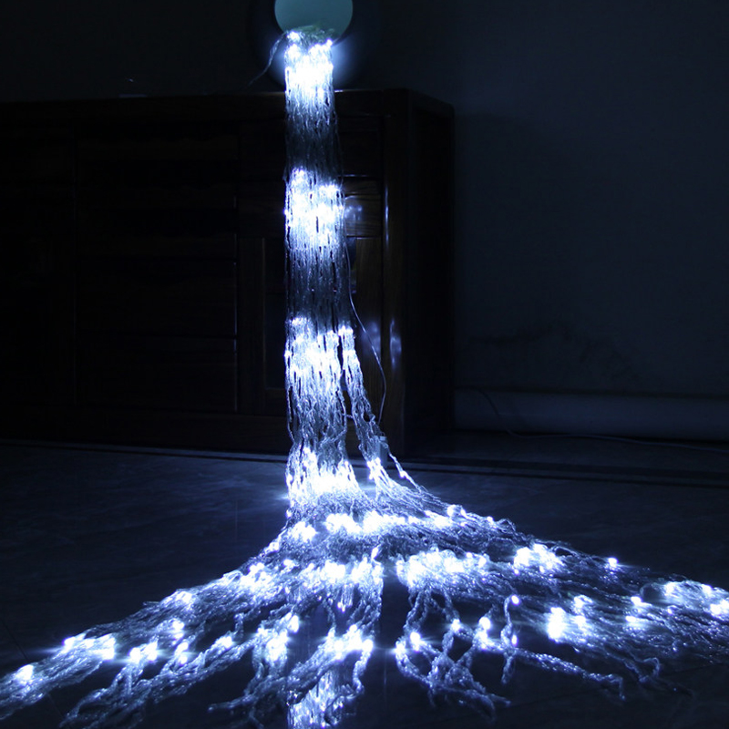 流星雨灯瀑布灯流水灯 led彩灯串灯跑马灯 网红窗帘灯圣诞冰条灯