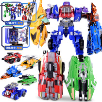 5 All-in-one Deformation Toy Diamond Giant Bumblebee Car Robot Model Police Car Boy Children Suit Dinosaur