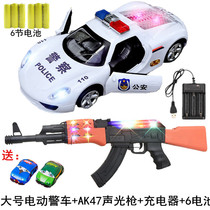 Childrens electric police car automatically opens the door