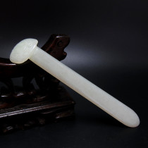 Ancient jade Old jade antique antique collection Qing Dynasty old Hetian jade hairpin single head Tuanshou Moire jade hairpin play boutique