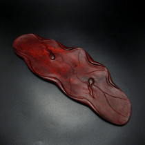 Small leaf red sandalwood wild old material hand-carved tea exhibition Red sandalwood tea cow hair water ripple tea tray Tea ceremony ornaments