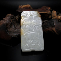 Ancient Jade old Jade antique antique collection Qing Dynasty old Jade glutinous species Fulu hanging brand Gang brand Sven brand jade ornaments