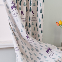 SMALL WINDOW BEDROOM COTTON LINEN FABRIC CURTAIN TOILET FLOATING WINDOW KITCHEN SIMPLE SEMI-CURTAIN SMALL CURTAIN SHORT WINDOW FREE OF PUNCH