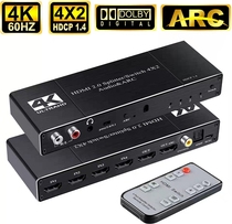 HD Matrix HDMI Four-in Two-Out ARC Switcher 4K60 Audio Splitter Splitter Splitter 2-in-1 TV