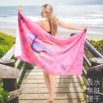 Swimming Bath Towel Men Women External Wearable Summer Portable Travel Kids Water Absorption Speed Dry Beach Bathrobe