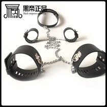 Black Emmy leather European and American Wind hand foot neck Item Circle Handcuffed Body Spice Toy Adult Supplies Lock Hand Feet Cuffed SM