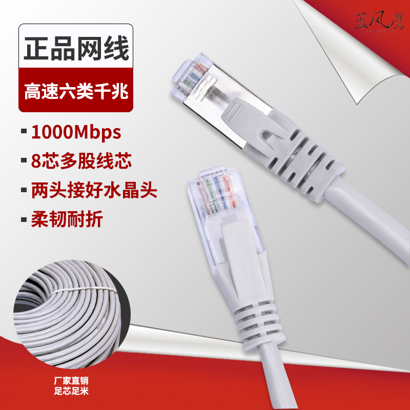 Six types of new Gigabit network route high-speed broadband router monitoring computer with crystal head 1 m 300 m twisted pair