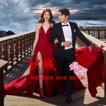 2019 New Photo Studio theme clothing location seaside couple photo photo tailing dress travel wedding dress