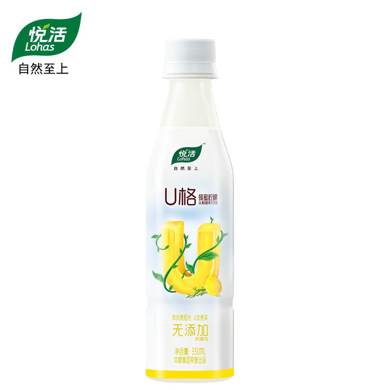 悦活柠檬味u格乳酸菌果汁饮品350ml*15瓶 优格整箱装蜂蜜浓缩饮料
