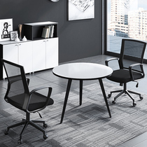 Lan Ran's office talks about the table and the small round table chair combination modern and simple reception of high-footed white mini tea