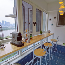 Household solid wood bar table Balcony wall coffee table high-legged table Wooden bar living room log long small table