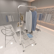 European-style iron hanger pole clothing store mens and womens shelf display rack floor-standing Nakajima rack side rack clothes rack